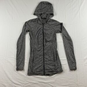 Athleta Womens Hoodie Jacket XS Gray‎ Full Zip Performance Stretch Longline Yoga